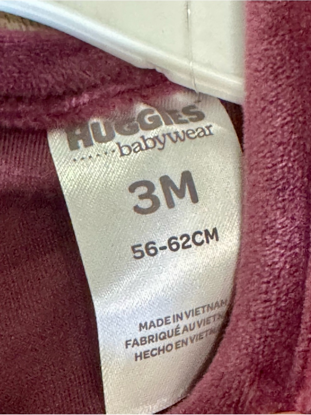Huggies Baby Wear Velour Coverall 3M Purple Burgundy Bow One Piece‎ Infant - Picture 4 of 9
